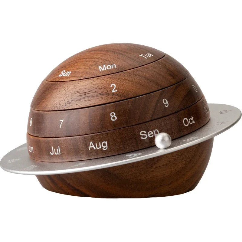 Cosmic Cycle Minimalist Rotating Wooden Calendar