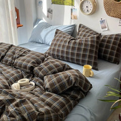 Ins Nordic Duvet Cover Set 2024 Summer Twin Queen Size Kids Adult Flat Sheet Pillowcase No Filler Fashion Bed Linens