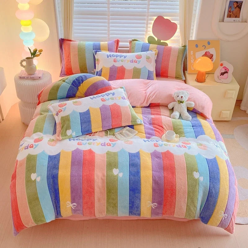 Winter Thicken Warm Short Plush Duvet Cover King Double Queen Size Double-side Coral Fleece Quilt Cover Not Including Pillowcase