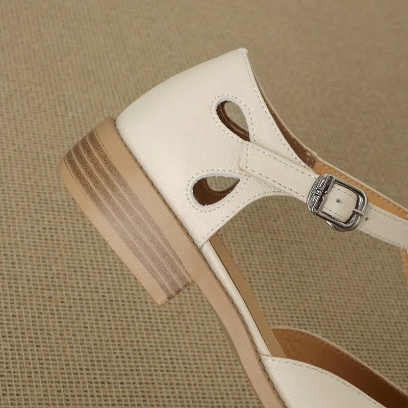 cowhide midsole elastic belt buckle