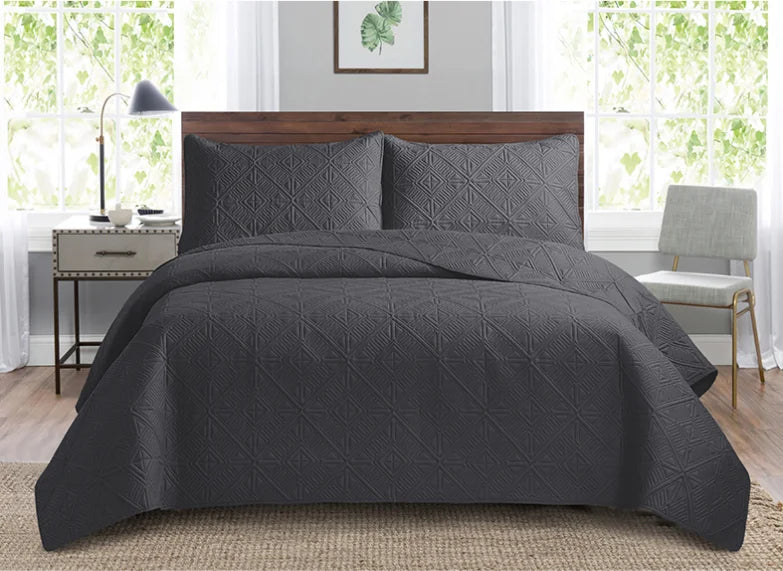 3pcs Luxury Quilted Microfiber Bedspread Coverlet Bedding Set