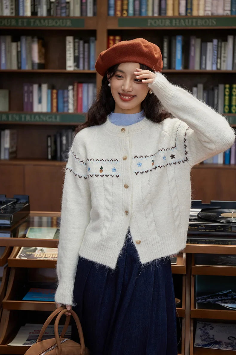Lucia Cottagecore Cardigan with Embroidery