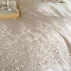 Vintage French Rose Flower Print Lace Bedding Set