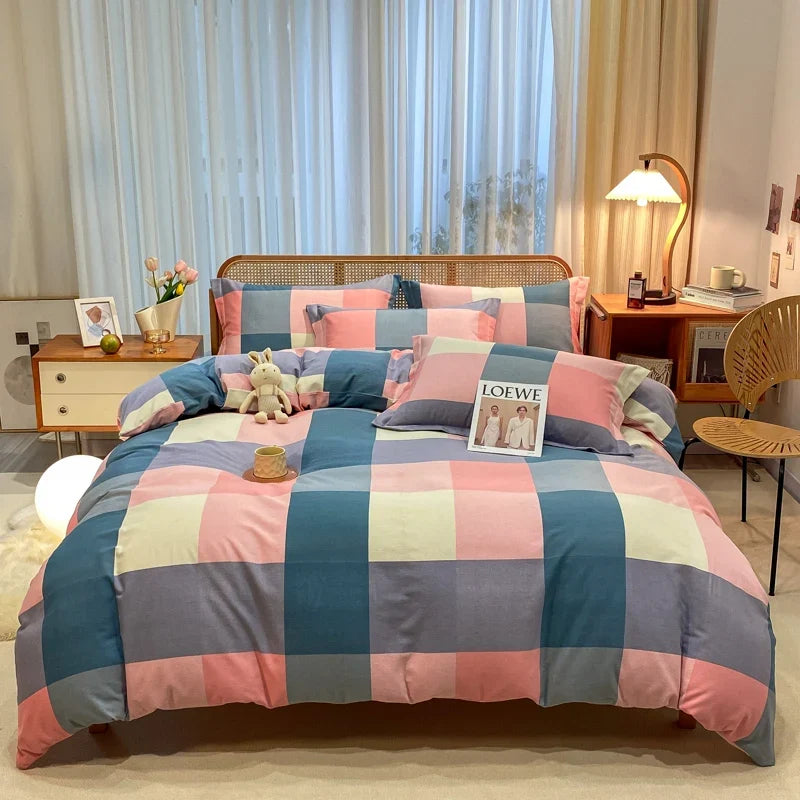 High Quality 100% Cotton Duvet Cover Set Modern Striped Printed Bedding Set