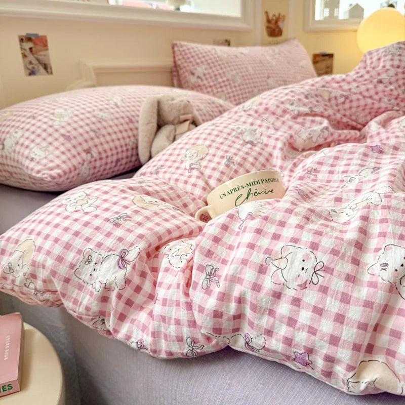 Wave Point Washed Cotton Bedding Set