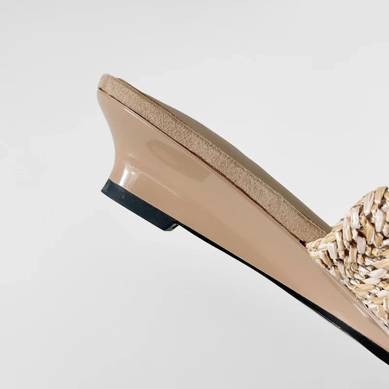 sheepskin woven slope heel