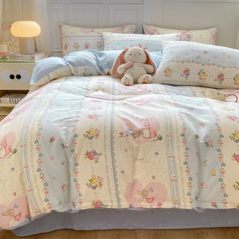 1PC Skin Friendly Duvet Cover Cartoon Printed Quilt Cover Single Bed and Double Bed Duvet Cover Soft Cptton Comforters Covers