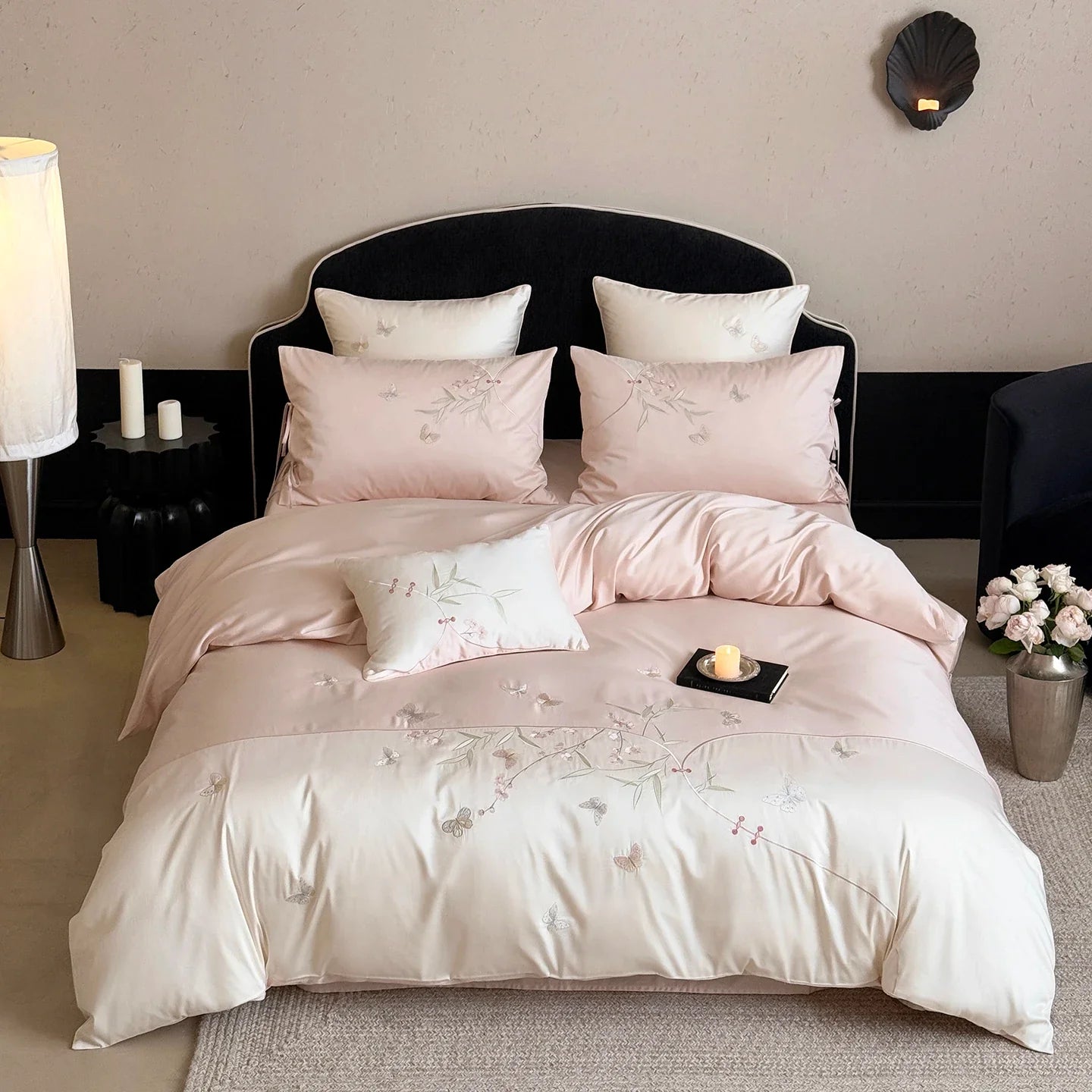 Flowers Embroidery Bedding Set