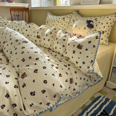 Pure Cotton 4 Piece Bed Sheet Set Dormitory Bedding Twin Full Queen King Size Soft Breathable