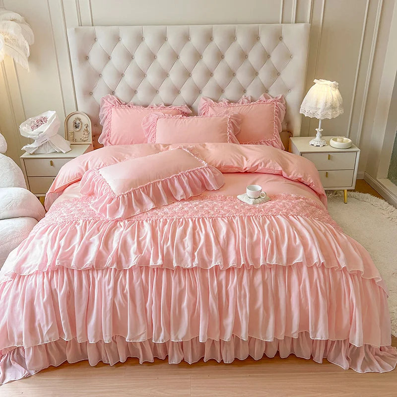 4/6Pcs Princess Wedding Bedding Sets