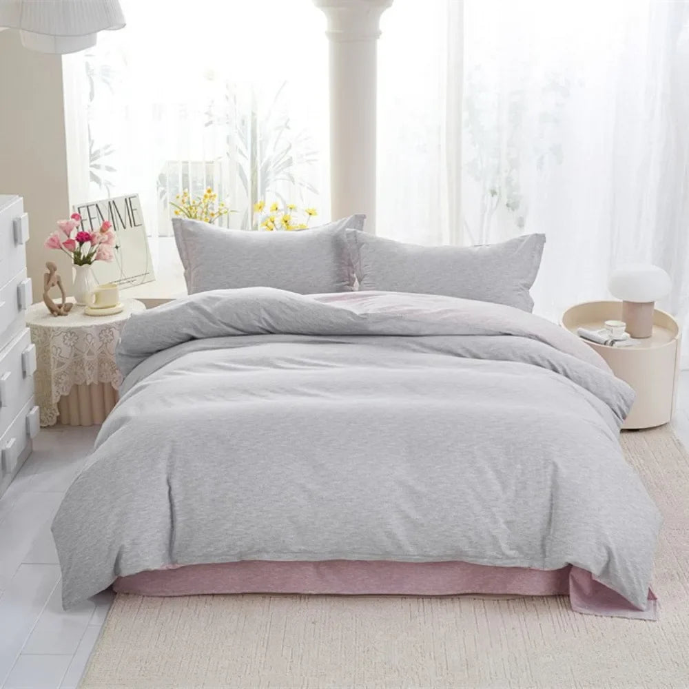 100% Cotton 4 Piece Bed Sheet Set Pure Cotton Simple Design Double Bedding Set