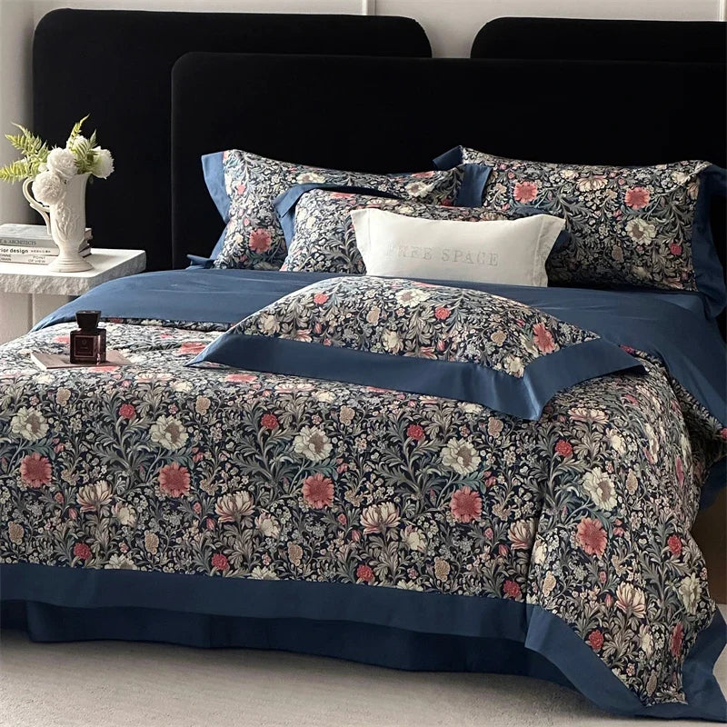 Vintage Botanical Floral Print Luxury Bedding Set