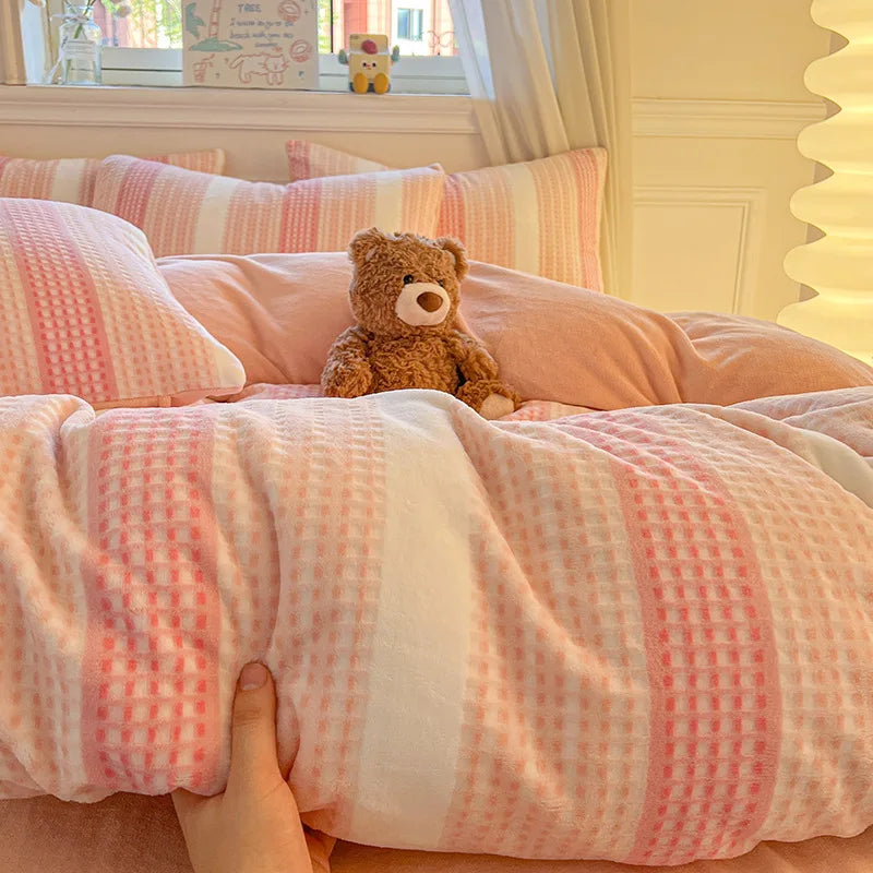 Winter Warm Velvet Duvet Cover Set Queen Bedding Set