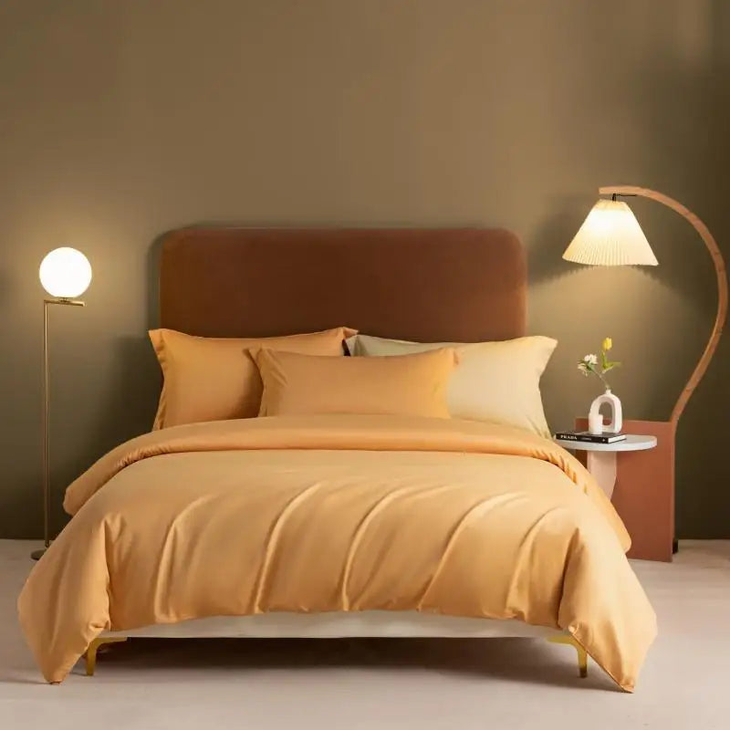 1000TC Egyptian Cotton Luxury Solid Color Duvet Cover Ultra Soft Comfortable Elastic Fitted Bed Sheet Pillowcases Twin Double