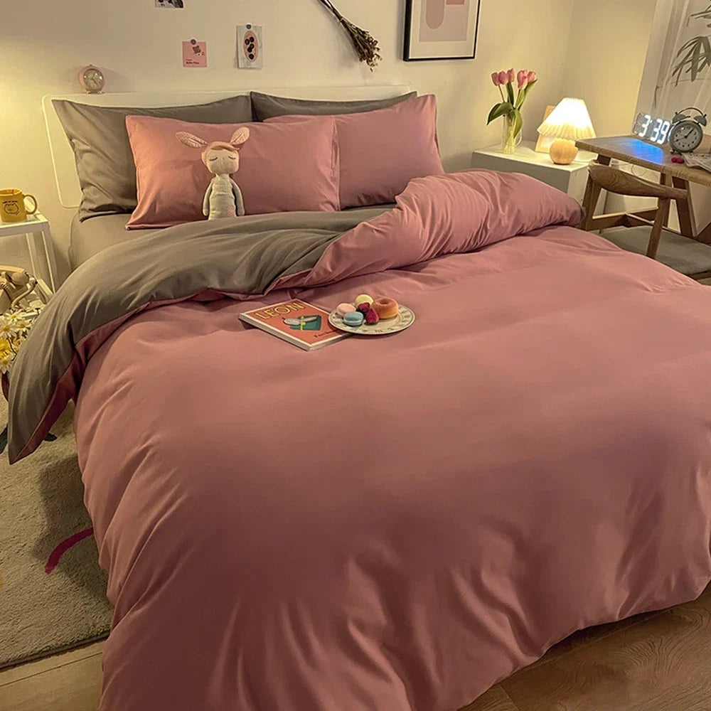 1 Pc Housse De Couette 220x240 White Gray Color Duvet Cover Double Size Funda Nordica Cama 150 Queen/King Size Bed Cover