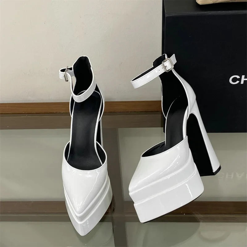 Pointy Water-Proof Platform Chunky Heels