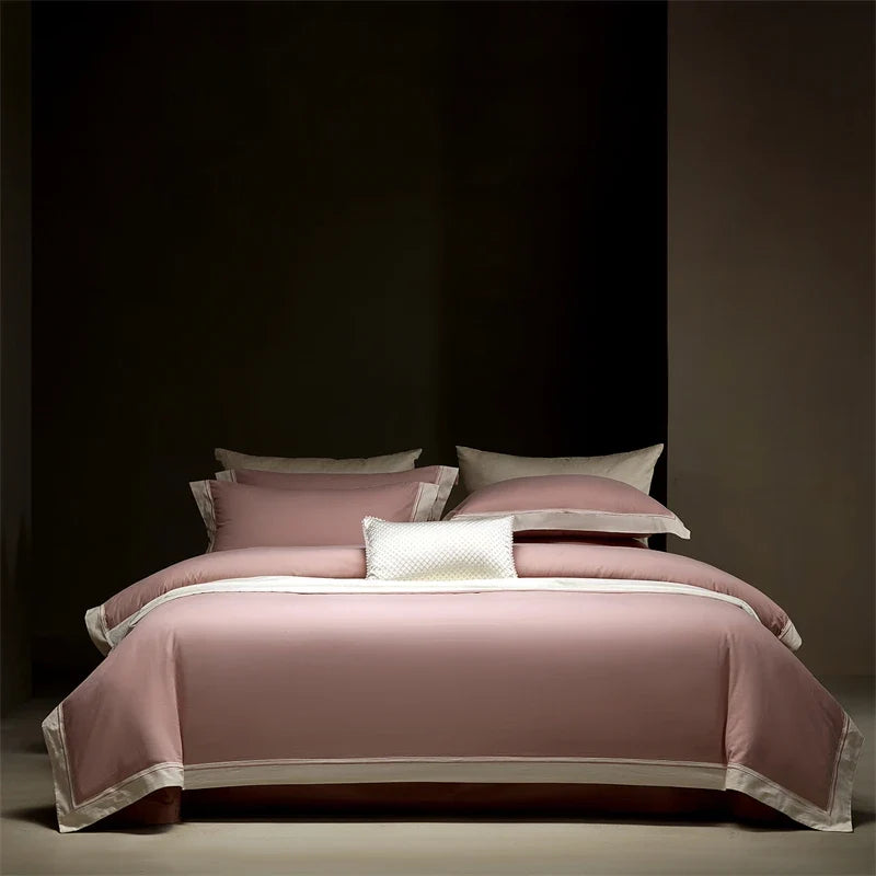 600TC Egyptian Cotton Thickened Brushed Wide Edge Bedding Set