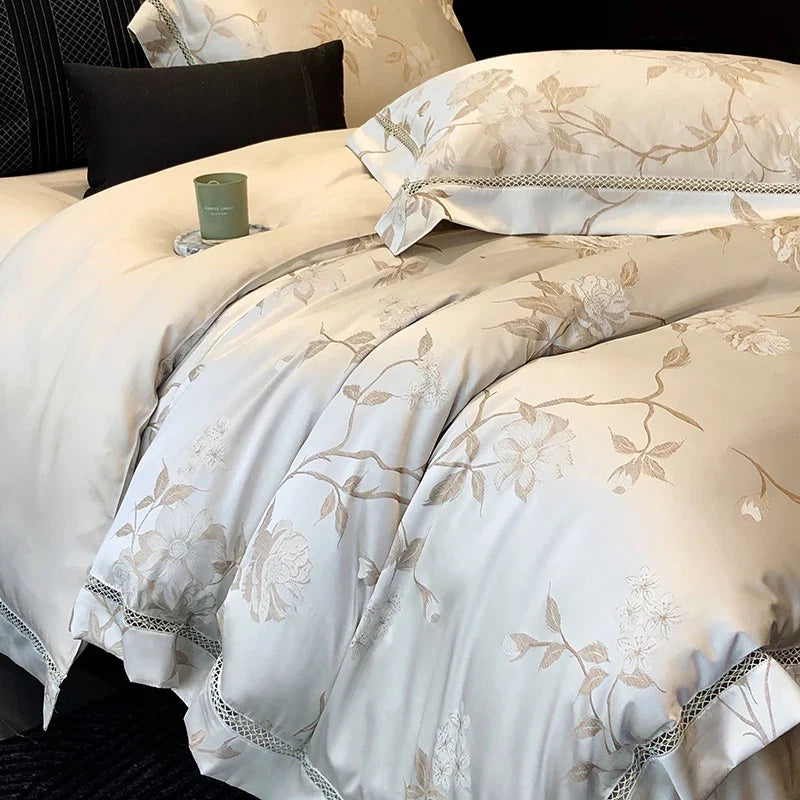 High Precision Satin Jacquard Egyptian Cotton Soft Silky Bedding Set