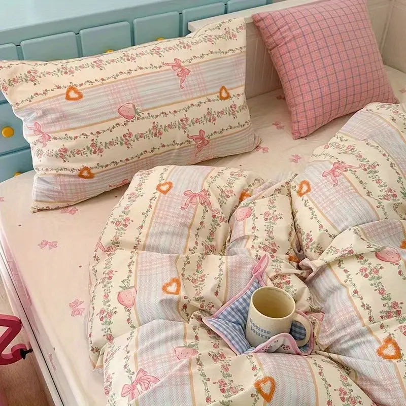 White Blue Duvet Cover Set Ins Simple Single Queen Size Girls Boys Flat Sheet Pillowcase No Filler Home Decor Bedding Set