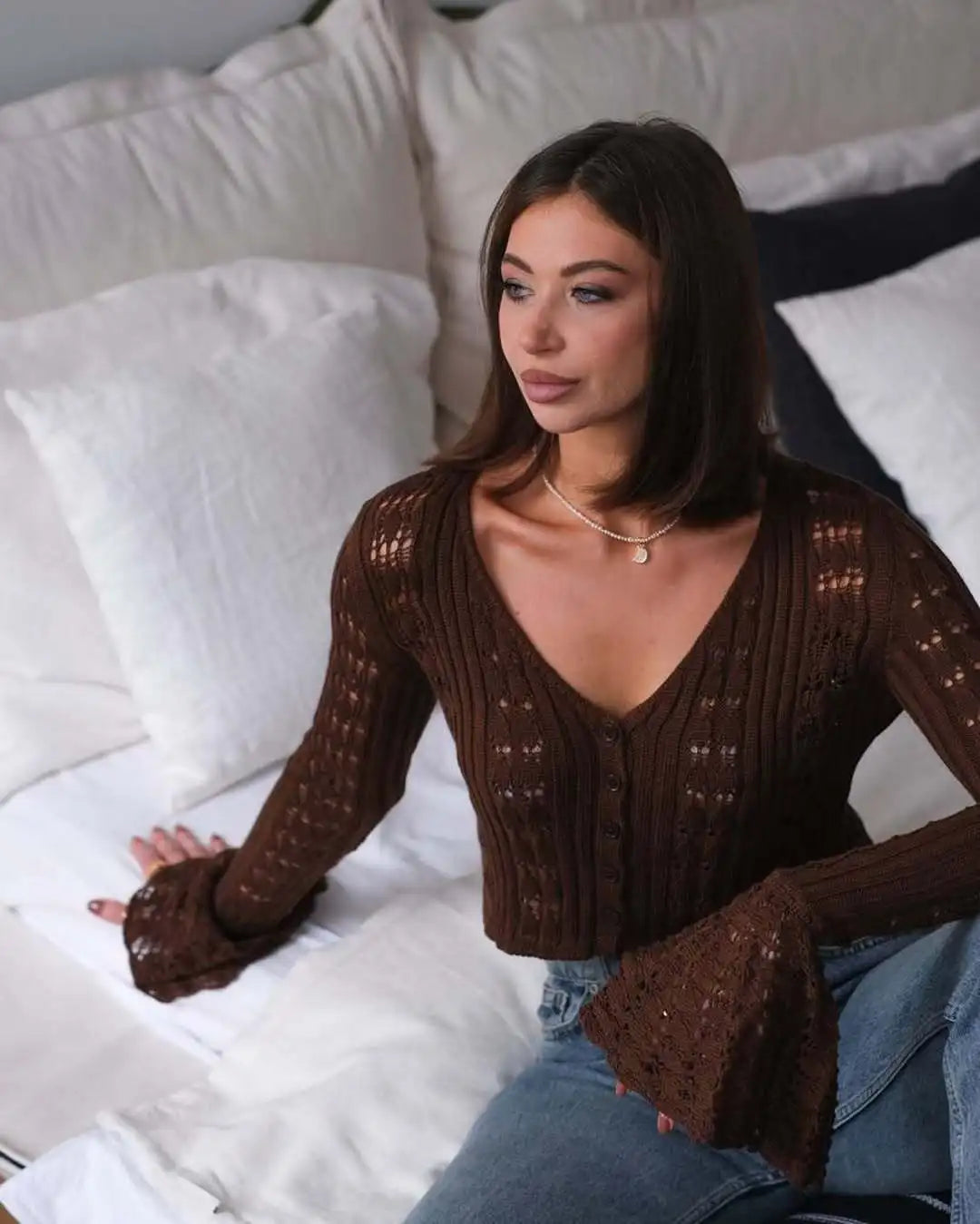 Coasting Through Hollow Out Knitted Cardigan