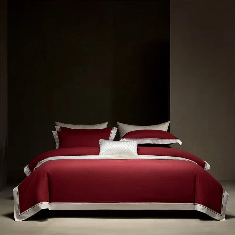 600TC Egyptian Cotton Thickened Brushed Wide Edge Bedding Set
