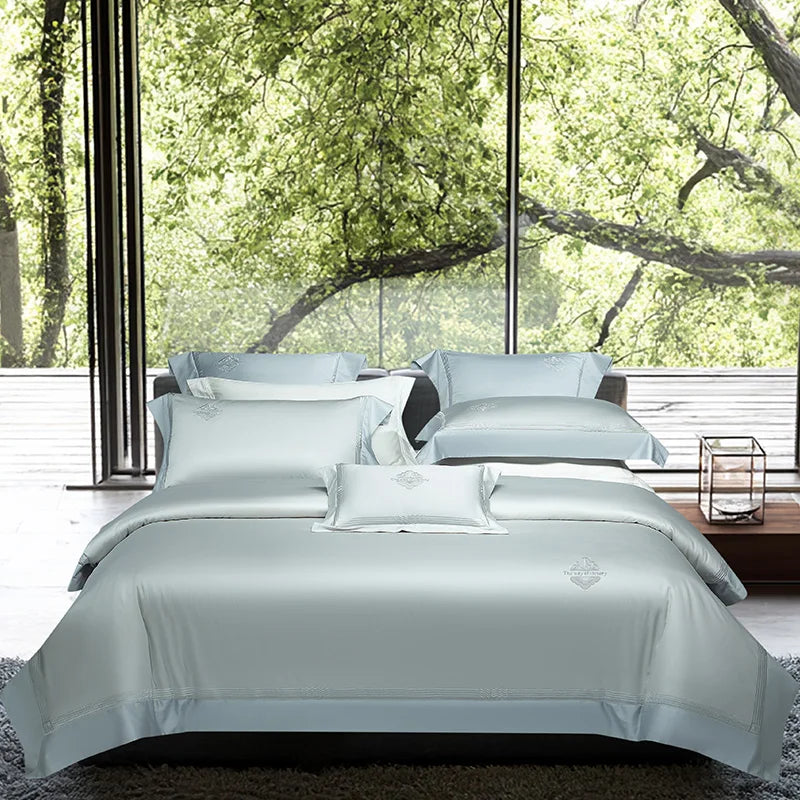 Luxury Embroidery Solid Color Bedding Set