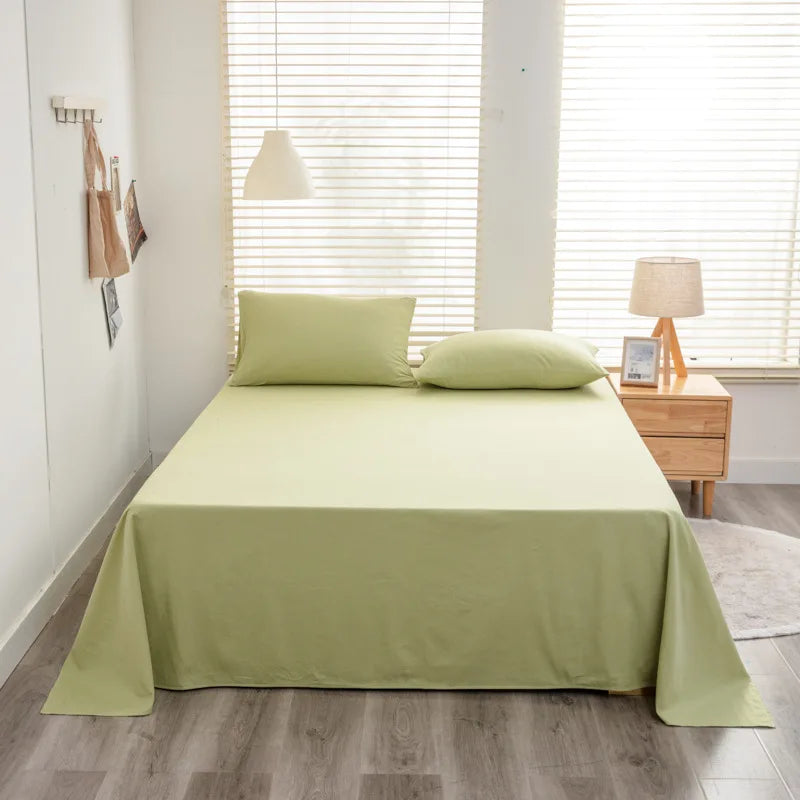 Solid Color Cotton Bed Sheet Single Double Mattress Covers Super Soft Queen King Bedspread Soft Bed Linen Home Decor