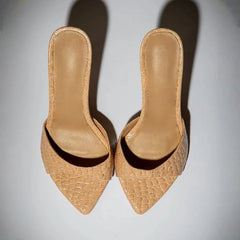 Embossed leather Thin Heels