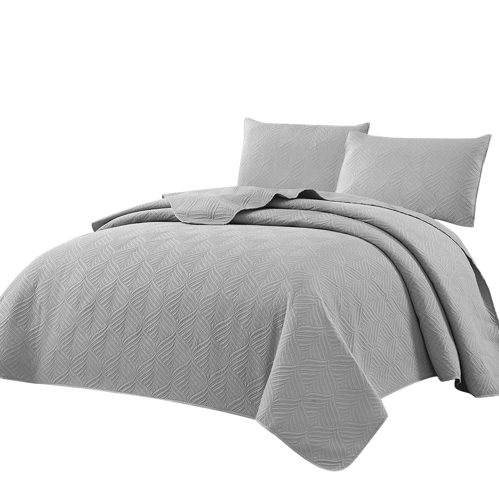 3pcs Luxury Quilted Microfiber Bedspread Coverlet Bedding Set