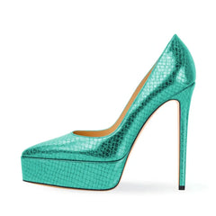 Snake pattern Bright leather Pumps