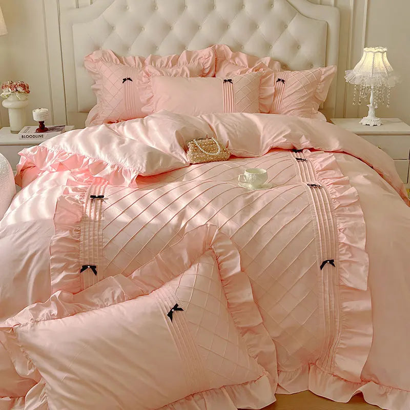 White Pink Yellow Princess Wedding Bedding Set