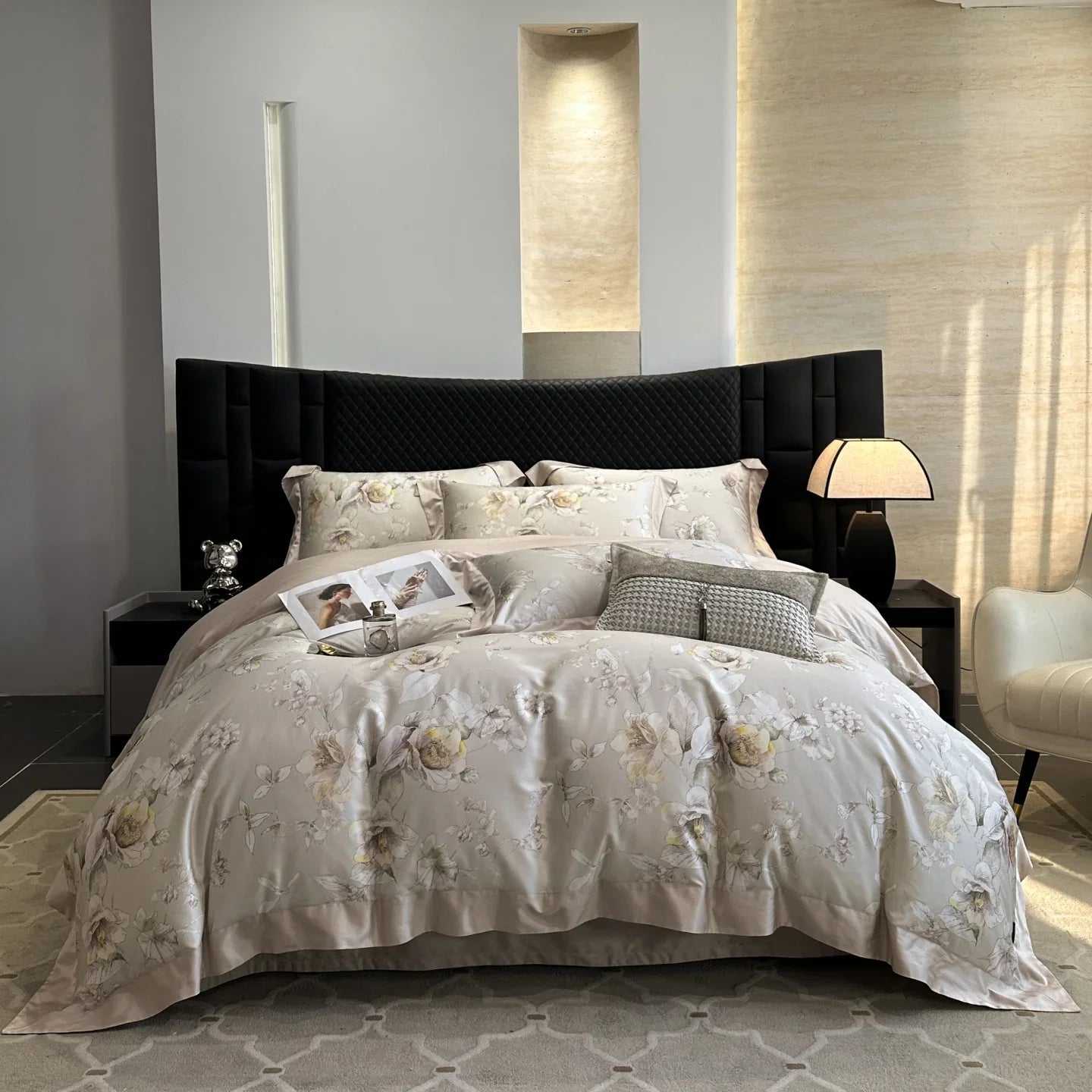 Flowers Print Luxury Queen King Size Bedding Set