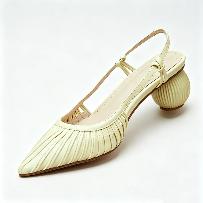 sheepskin elastic band pumpkin middle Heel
