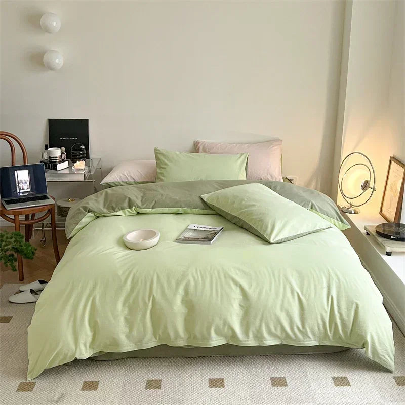 High End 100% Cotton Duvet Cover Set Mixed Color Skin Friendly Queen Bedding Set