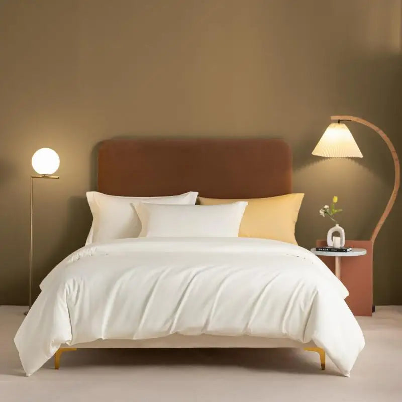 1000TC Egyptian Cotton Luxury Solid Color Duvet Cover Ultra Soft Comfortable Elastic Fitted Bed Sheet Pillowcases Twin Double