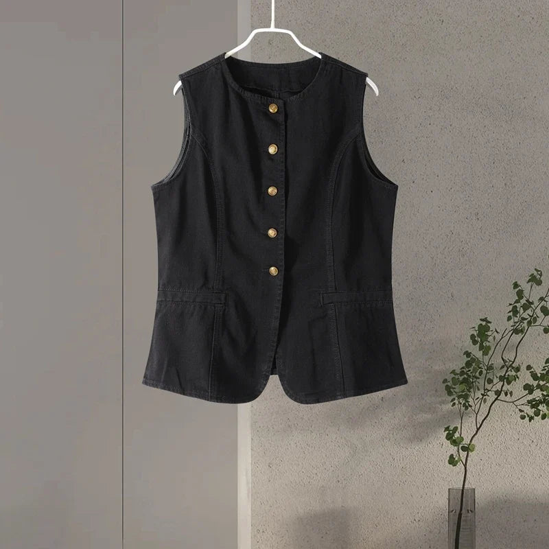 Adryana Denim Waistcoat Set