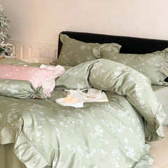 Floral Plant Patterns Ruffles Bedding Set