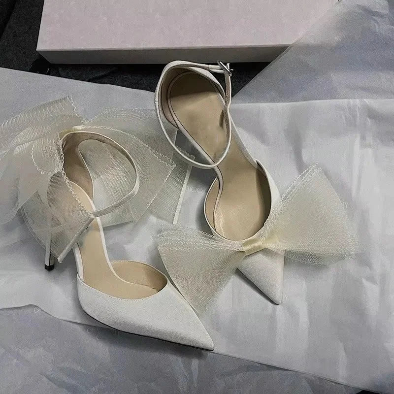 Lace Bow High Heels