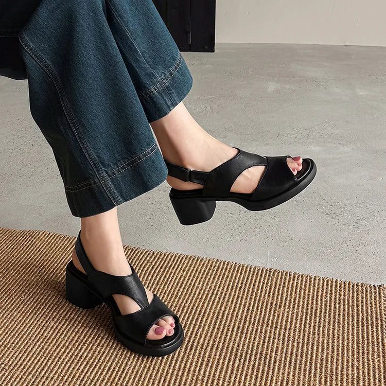 Comfortable Leather Chunky Heel