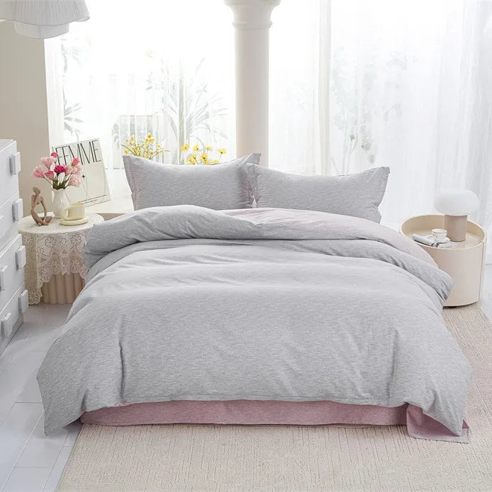 100% Cotton 4 Piece Bed Sheet Set Pure Cotton Simple Design Double Bedding Set