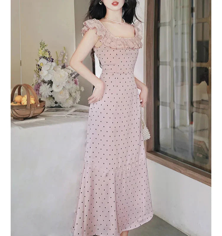 Dusty Pink Polka Dot Dress