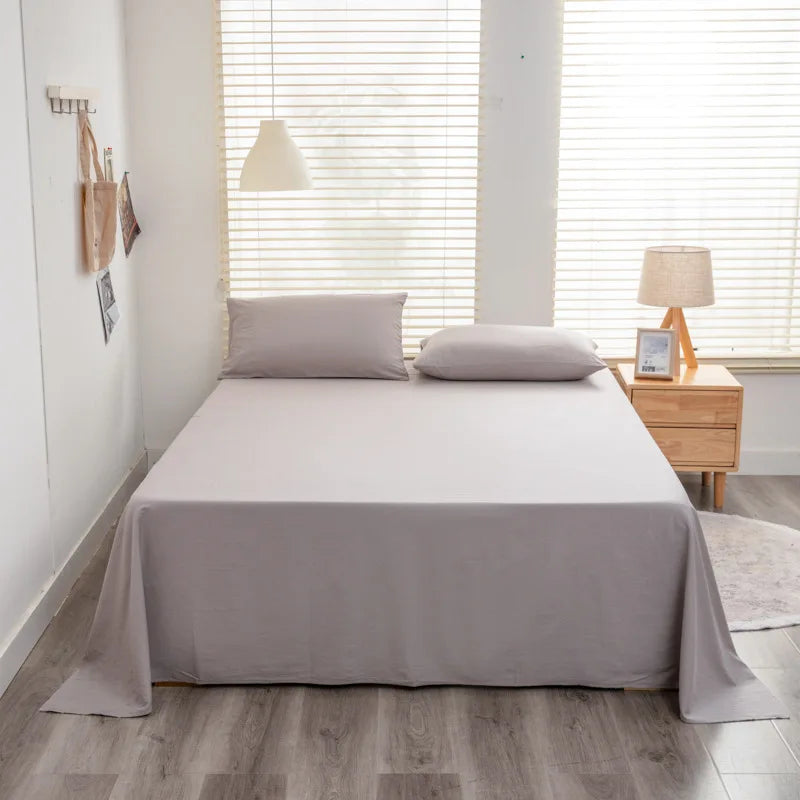 Solid Color Cotton Bed Sheet Single Double Mattress Covers Super Soft Queen King Bedspread Soft Bed Linen Home Decor