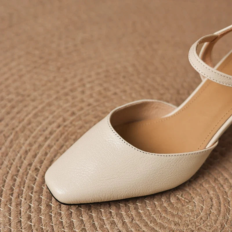 Sheepskin Round Toe High Heels