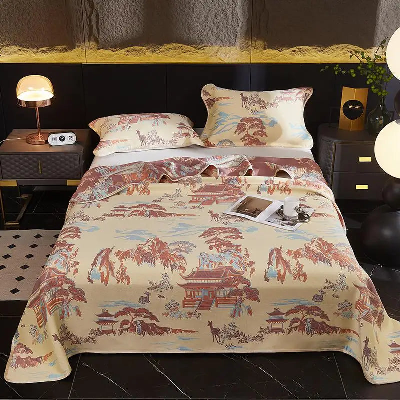 Ultra Soft Breathable Lyocell Cotton Elegant Jacquard Woven Bedspread Blend Cooling Blanket  Bed Sheet