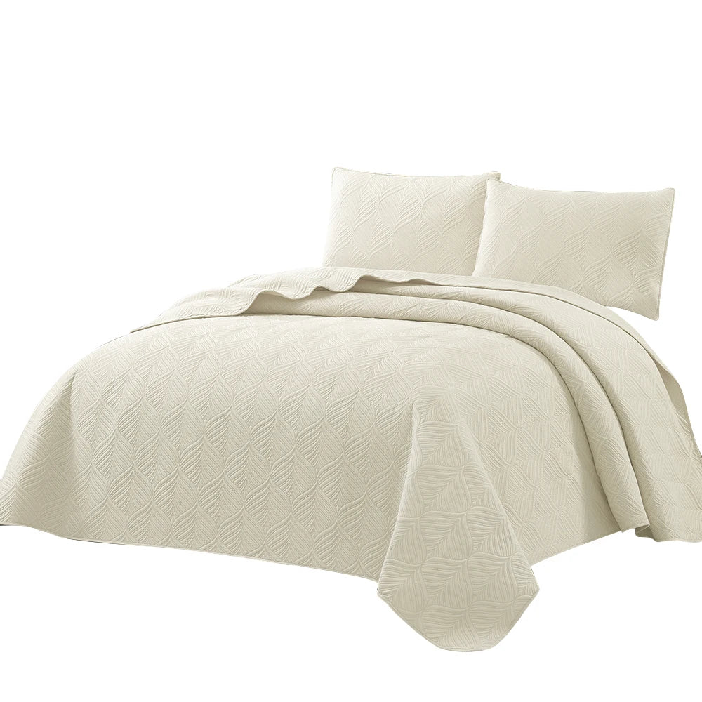 3pcs Luxury Quilted Microfiber Bedspread Coverlet Bedding Set
