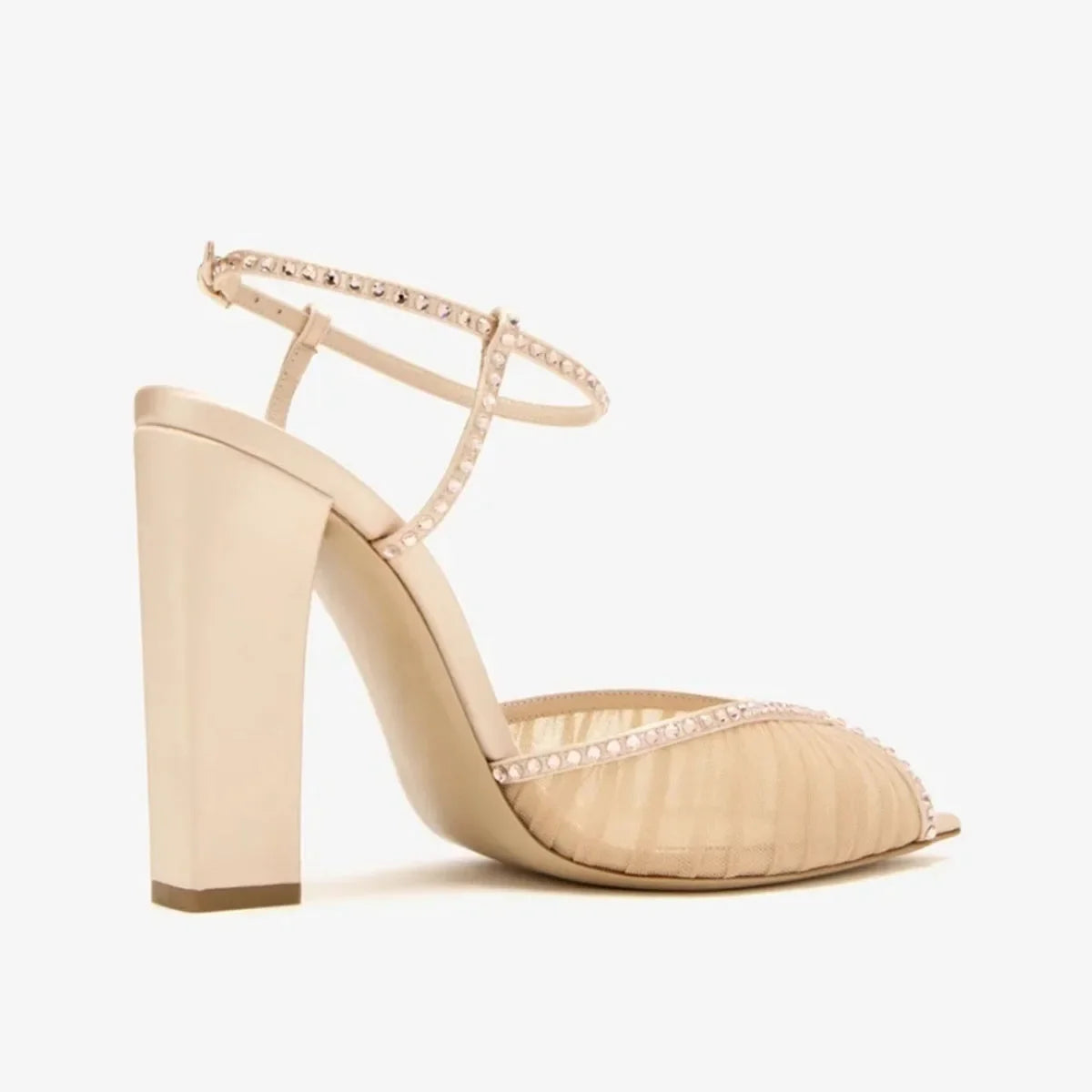 White Mesh Peep Toe Shoes