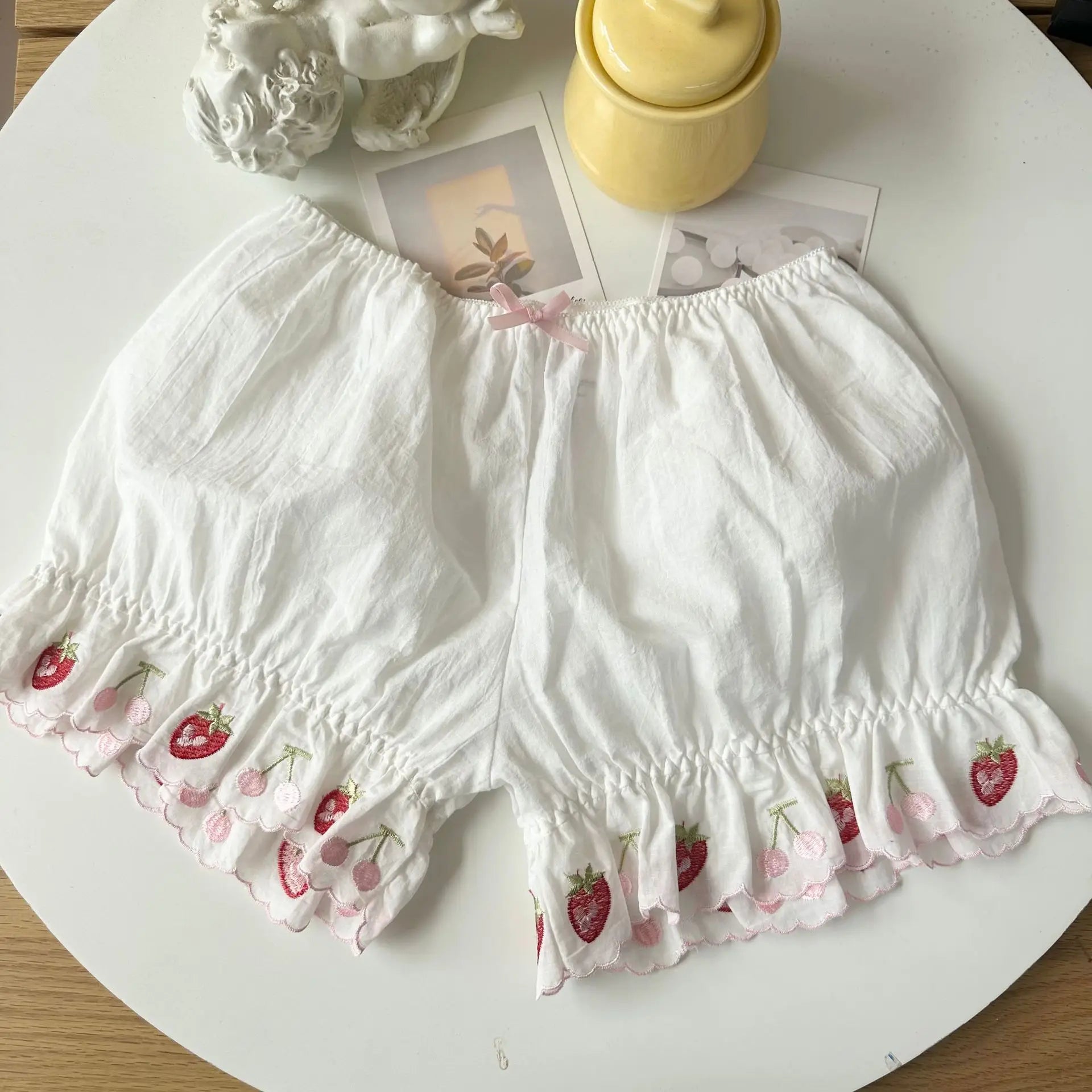 2-Piece Strawberry Embroidered Cottagecore Undergarments Set