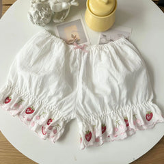 2-Piece Strawberry Embroidered Cottagecore Undergarments Set