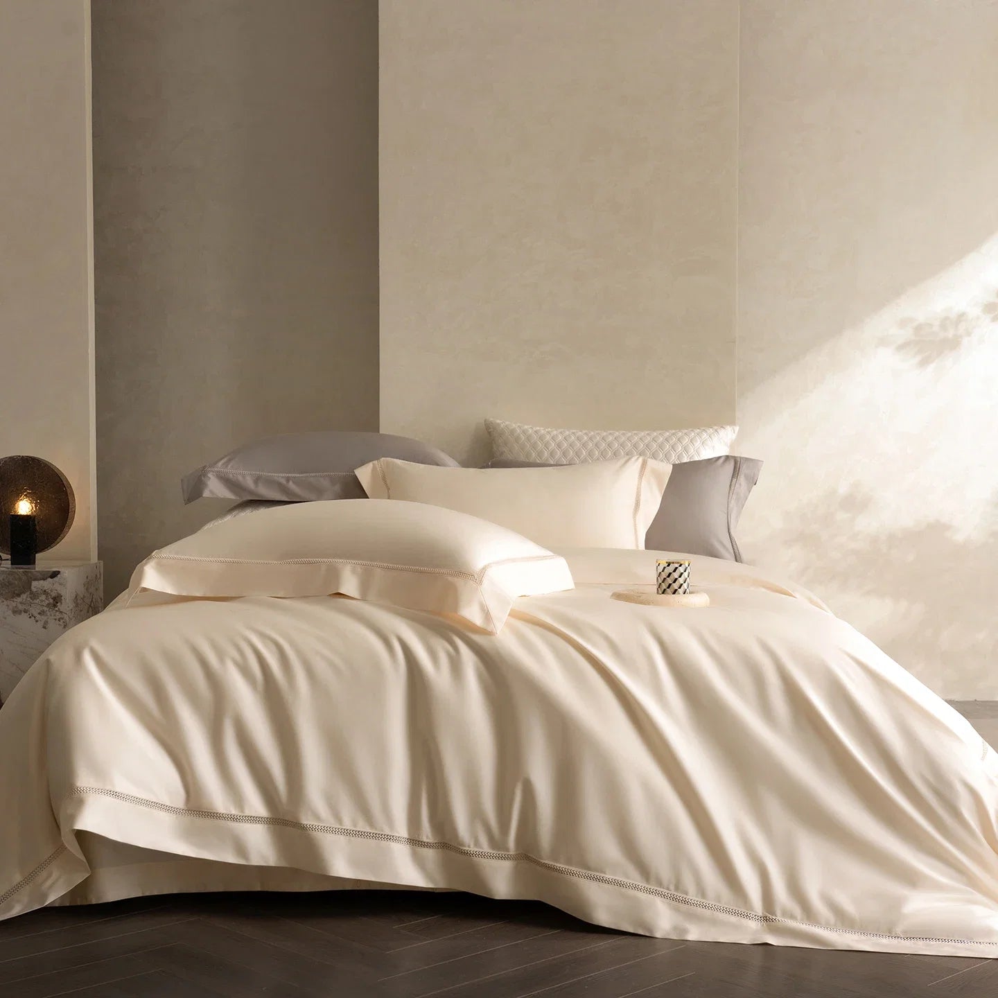 1000TC Egyptian Cotton Duvet Cover Set with Hollow Lace Trim Luxury Soft Smooth Bed Linen High Thread Count Bedding Set