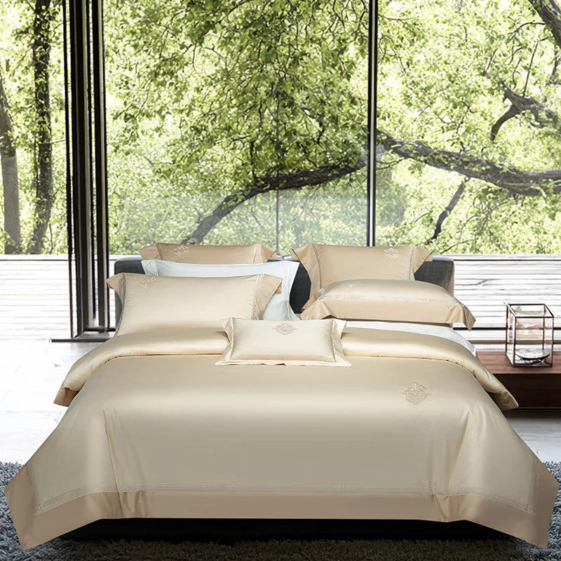 Luxury Embroidery Solid Color Bedding Set